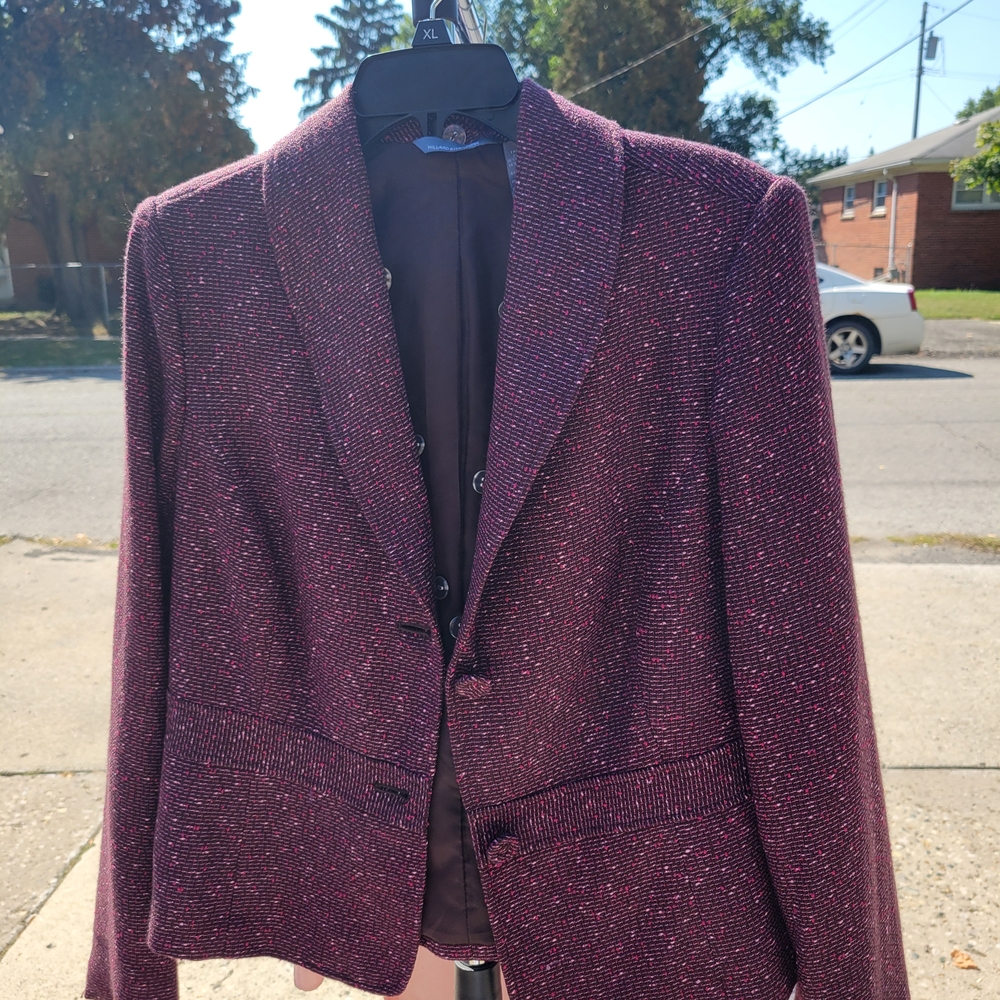 Hillard & Hanson Burgundy Tweed Blazer